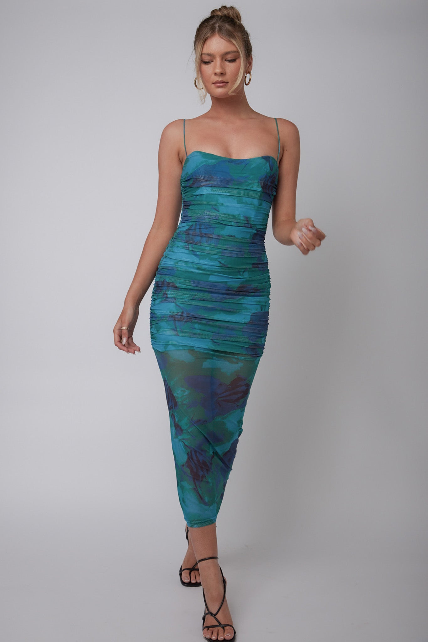 Logan Cami Strap Midi Dress Floral Green