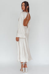 Doting Bell Sleeve Cut-Out Midi Dress Champagne