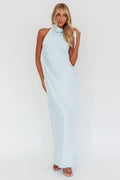 Sweetest Sundays Halterneck Open Back Dress Baby Blue