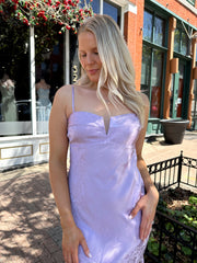 Tyra Satin Floral Jacquard Maxi Dress- Purple