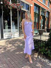 Tyra Satin Floral Jacquard Maxi Dress- Purple