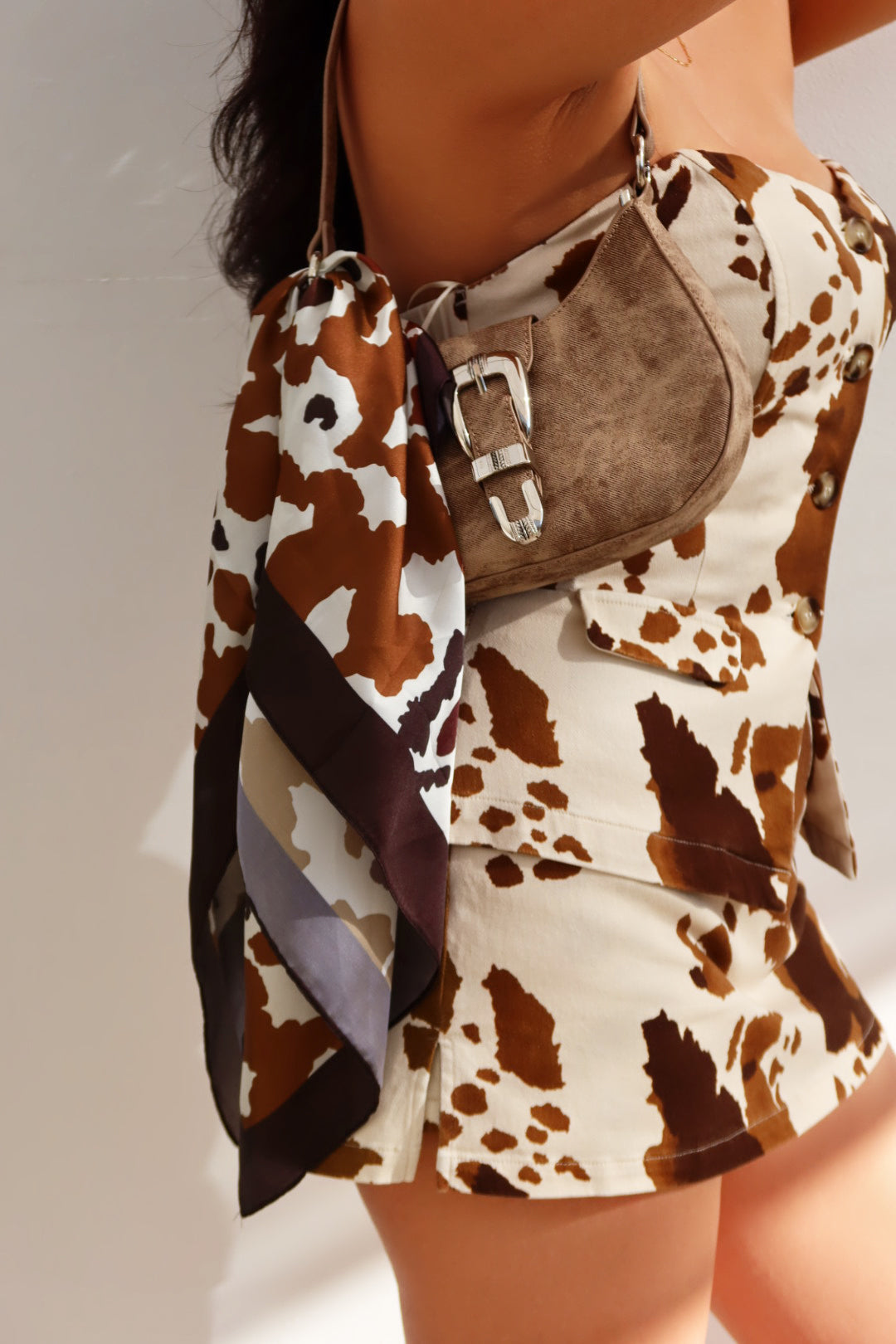 Brynn Buckle Strap Shoulder Bag - Nude